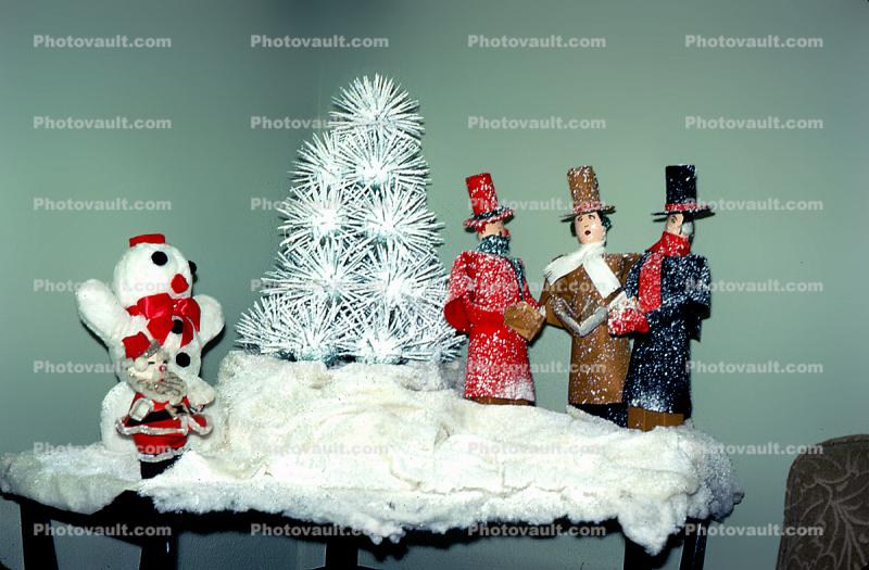 Tiny Tree, Small, Carolers, Caroling, Decorations, Ornaments, 1950s