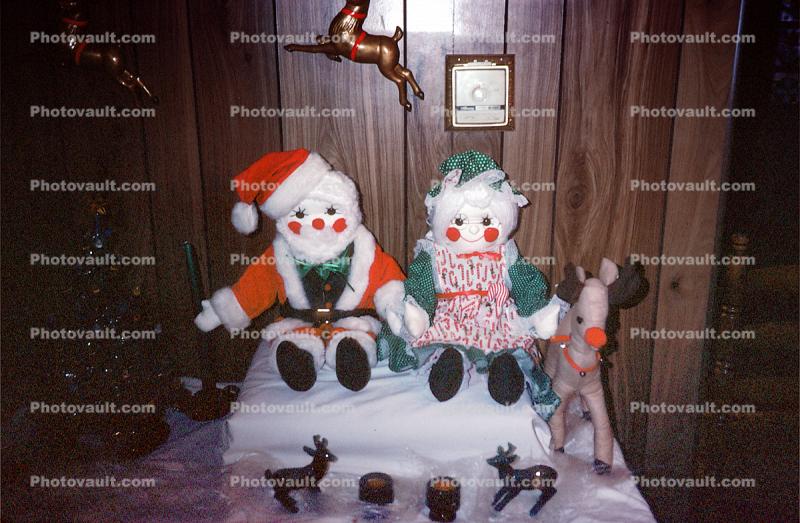 Santa Claus, Mrs Santa Claus, Rudolph, Reindeer, 1940s