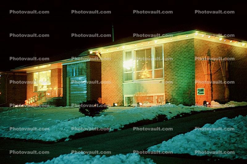 Lights, snow, ice, cold, home, house, driveway, building