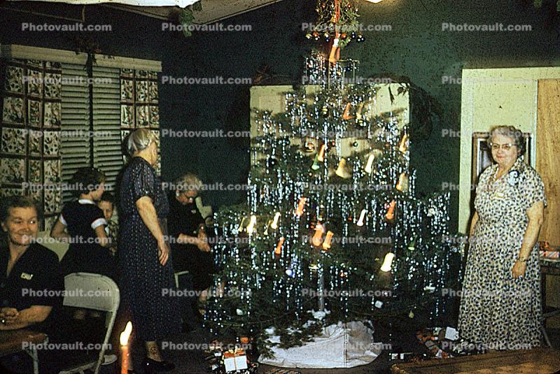 Tinsel, Tree, Presents, Gifts, Decorations, Ornaments, 1940s