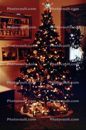 Tree, village, Decorations, Ornaments, 1950s