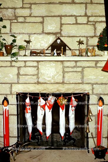 Early Morning, Socks, Stockings, Fireplace, Tree, Presents, Gifts, Decorations, Ornaments, 1950s