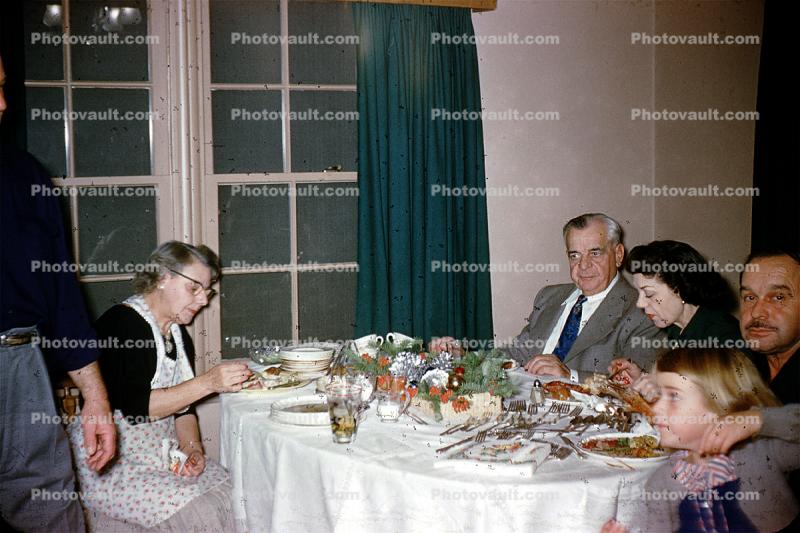 Christmas Dinner, Family, 1950s