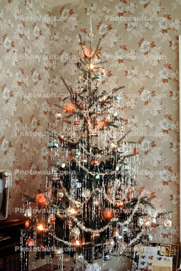 Tree, Presents, Tinsel, Wallpaper, Gifts, Decorations, Ornaments, 1940s