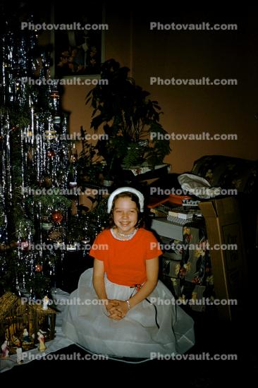 Smiling Girl at the Christmas Tree, 1940s