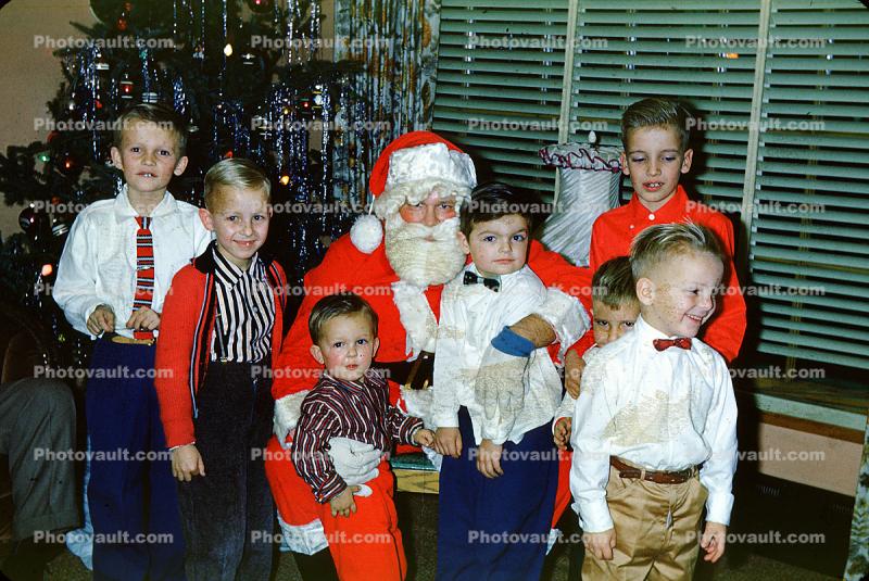 Boys with Santa Claus, 1950s