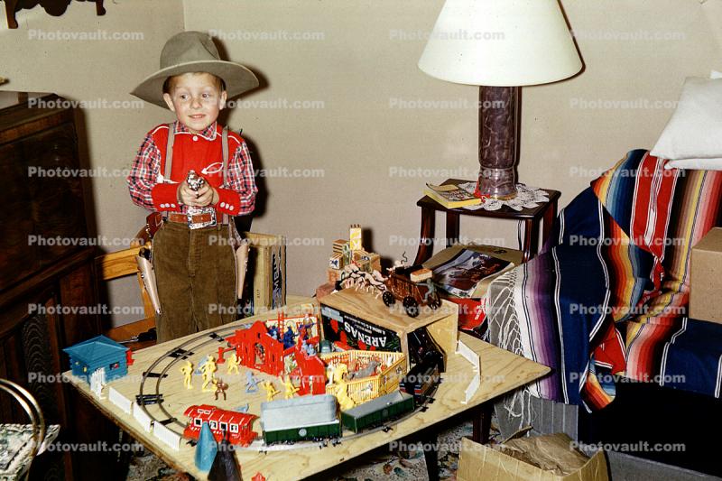 Cowboy and His Choo-Choo Train, Stage Coach, Gun, Hat, 1950s