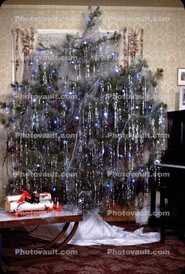 Decorated Tree,present, tinsel,  Oaklyn NJ, 1950s