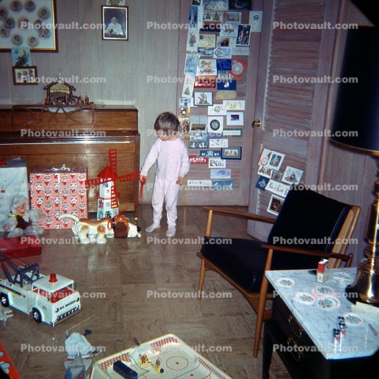 Girl and her Toy Dog, presents, piano, December 1963