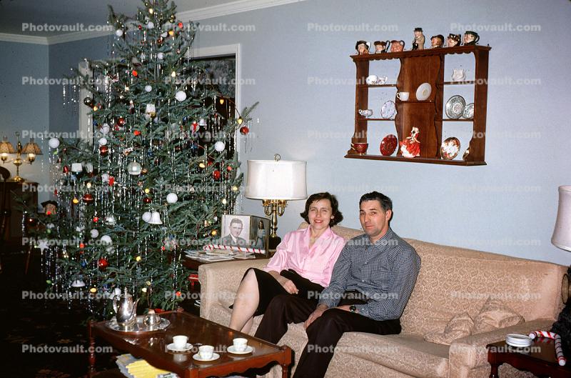 Wopman, Man, Sofa, decorated tree, 1950s