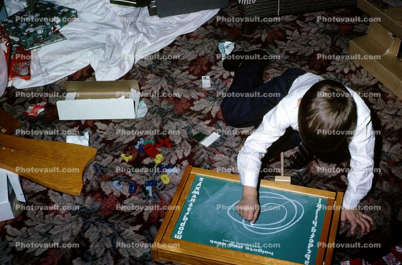Holgate Page Desk, Boy, Chalk Board, December 1964