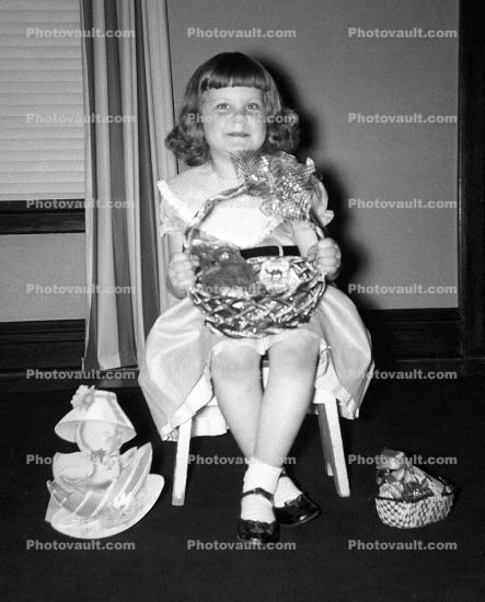 Girl with Easter Basket, Eggs, 1950s