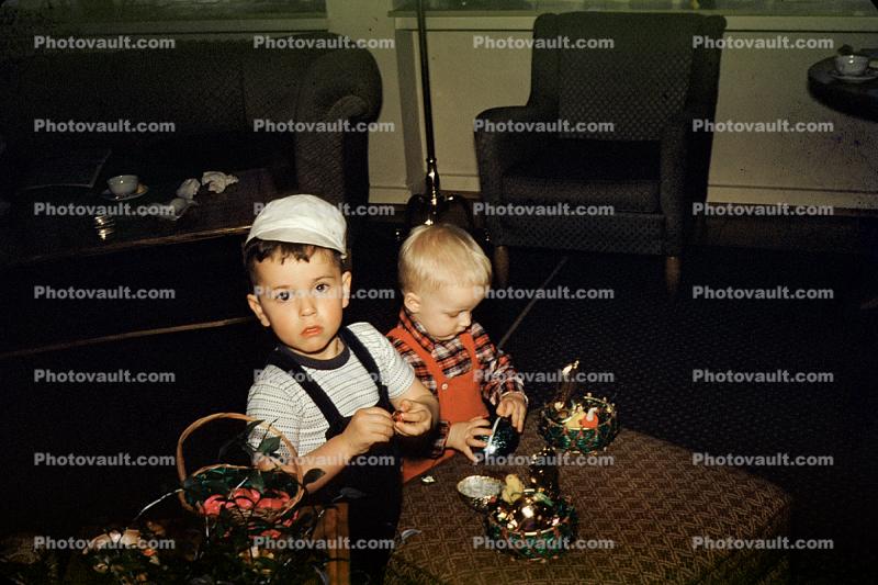 Boy, Easter Basket, Hat, 1950s
