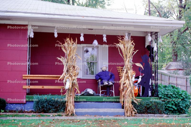 Clarksville, Scarecrow, Corn Stalks, Window, Porch, Autumn