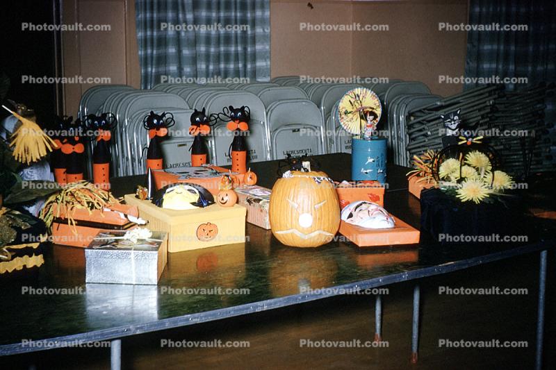 Pumpkin, Presents, Black Cats, 1950s