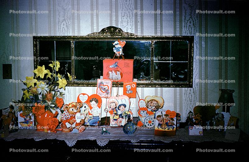 Shelf full of Valentines Gifts, Cards, 1940s