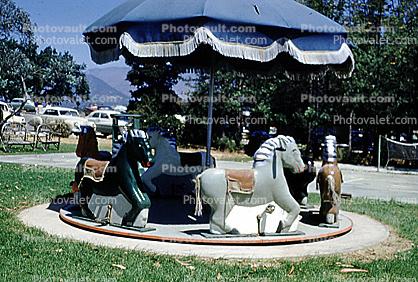 Carousel, Parasol, Horse Ride, Frills, Merry-Go-Round, 1940s
