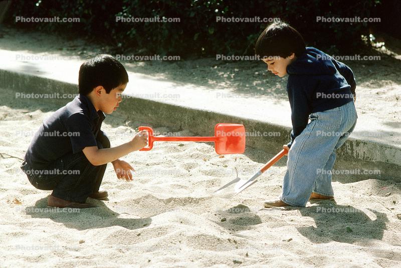 sand box, Shovel, Digging, Boy, Male