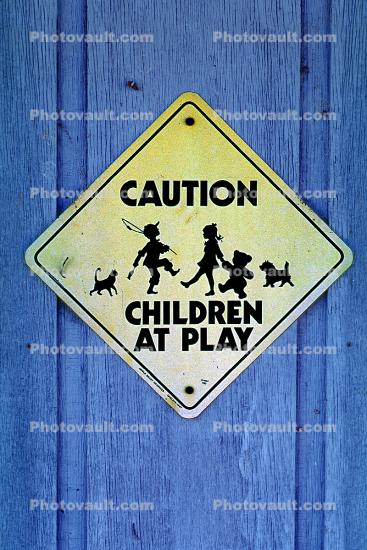 warning, caution, children at play