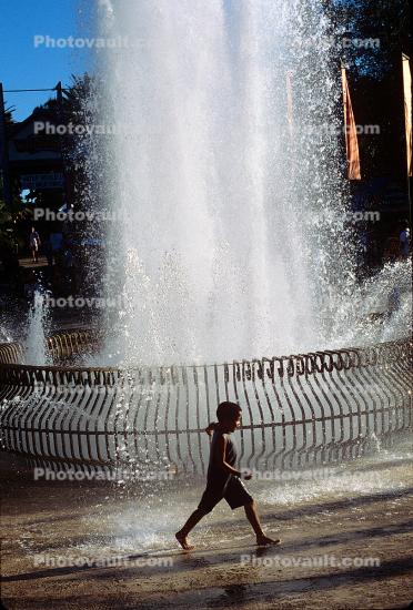 Water Fountain, aquatics, Boy, Running, Splashing, splash fountain