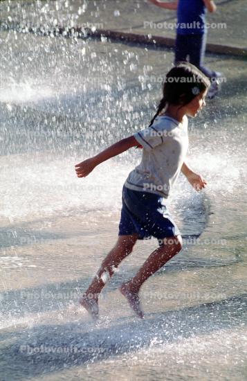 Water Fountain, aquatics, Girl, Running