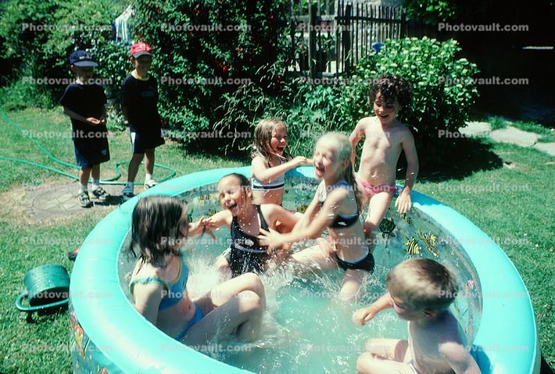 Backyard Swimming Pool, girls, boys, smiles, smiling, cute