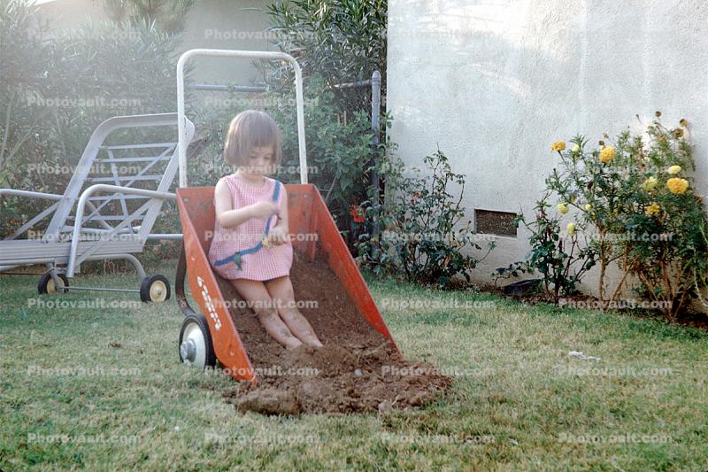 Dirt, garden, lawn. backyard, girl
