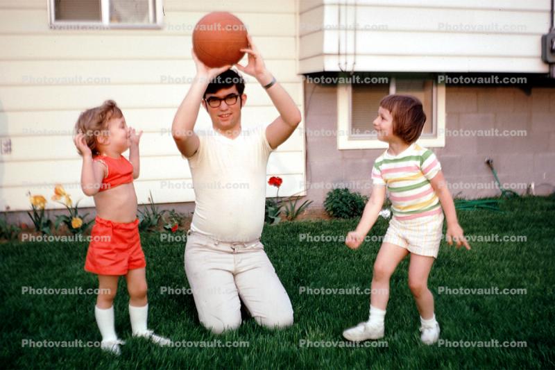 basketball, backyard, 1960s