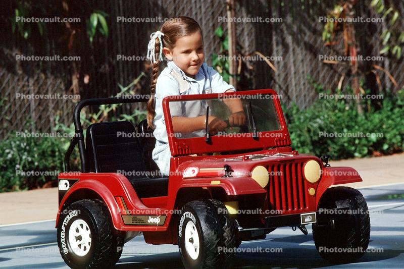Toy Car, Jeep, Girl, Smiles