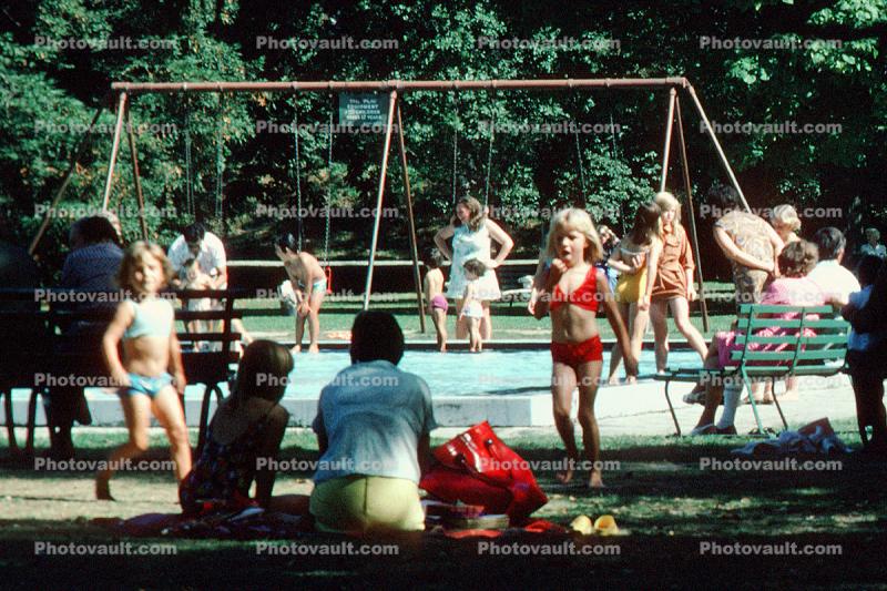 Swing Set, Girls, Park, 1950s