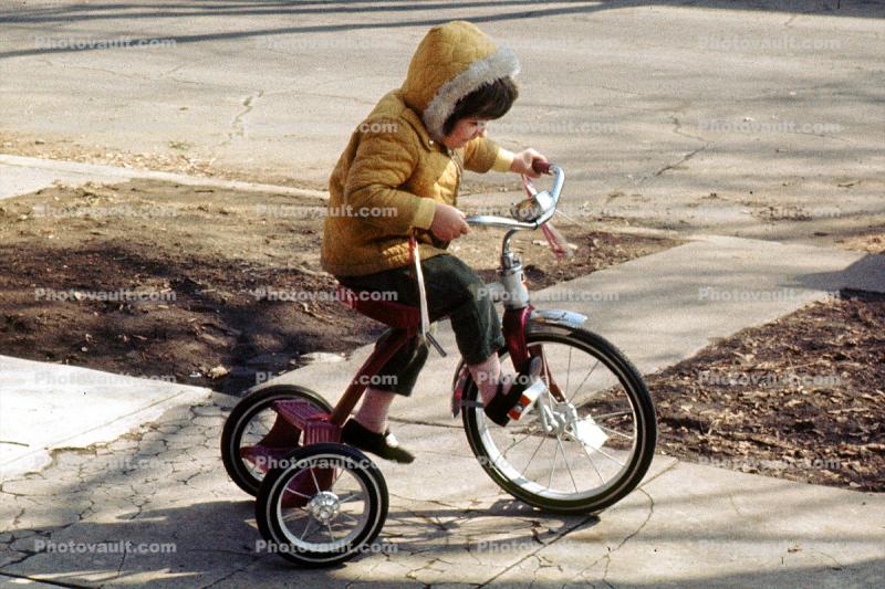 Tricycle, Jacket, Coat, Cold, Winter, 1950s