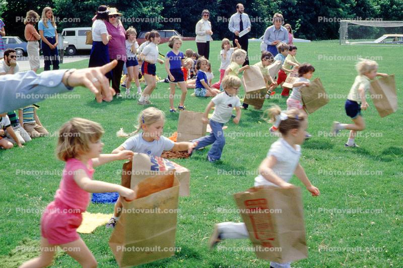 Bag Race, funny, fun, running, racing, April 1981, 1980s