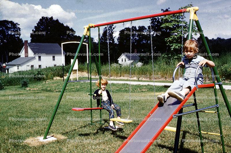 Slide, Swing, Backyard, 1950s
