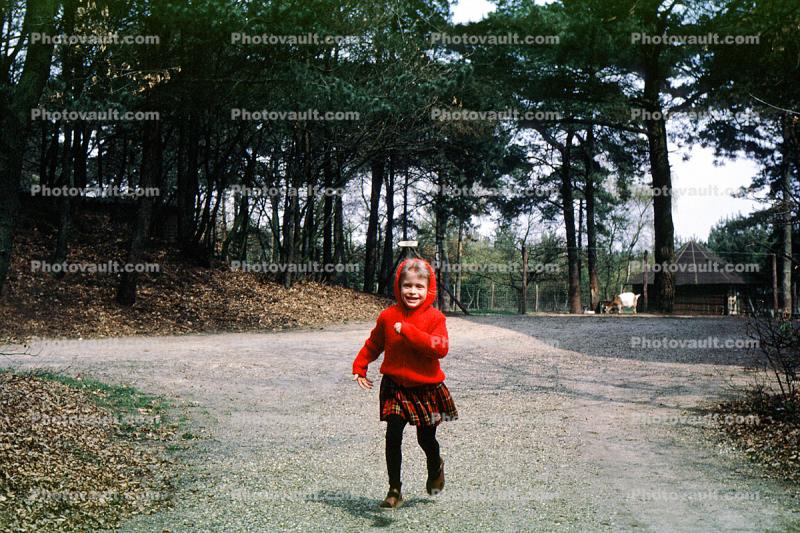 Mary, Running Girl, red riding hood, skirt, cold, hoody, April 30 1965, 1960s