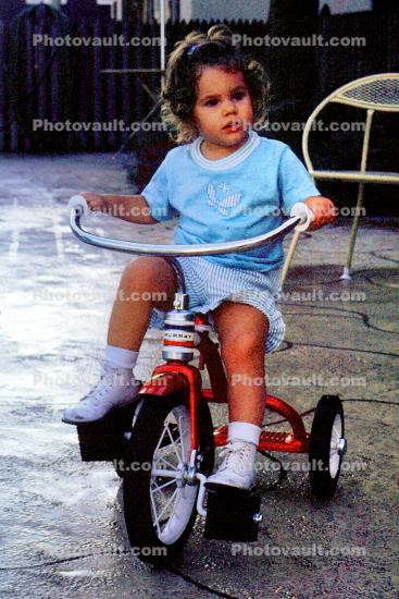 Tricycle, Girl, Legs, Backyard, July 1971, 1970s