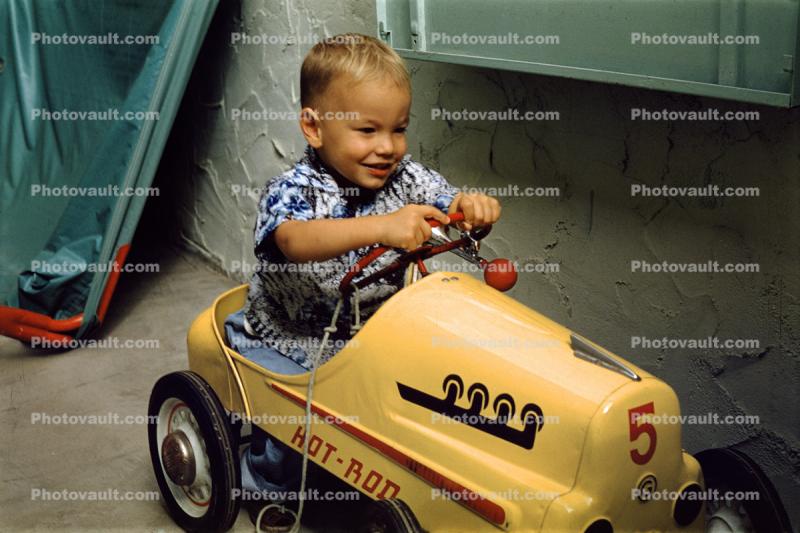 Hot-Rod Pedal Car, boy, 1950s