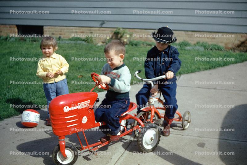 Murray Trac Peddle Car, Tricycle, Boys, Girl, 1950s