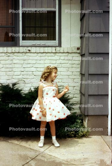 Girl, Backyard, Dress, 1950s