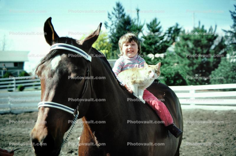Girl with a Cat on a Horse