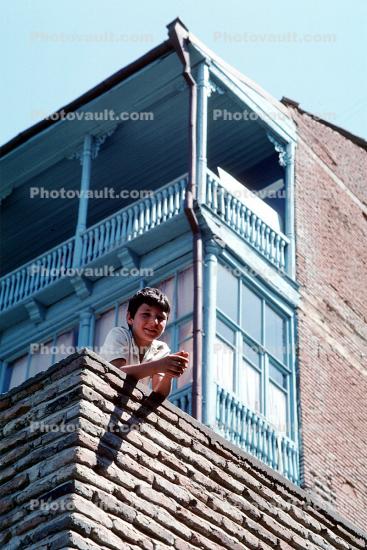 Smiling Boy on a Balcony, Tblisi