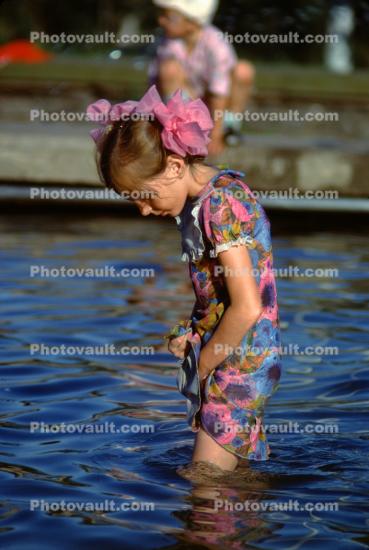 Girl Wading at a Fountain, Pond, Bratsk, Siberia