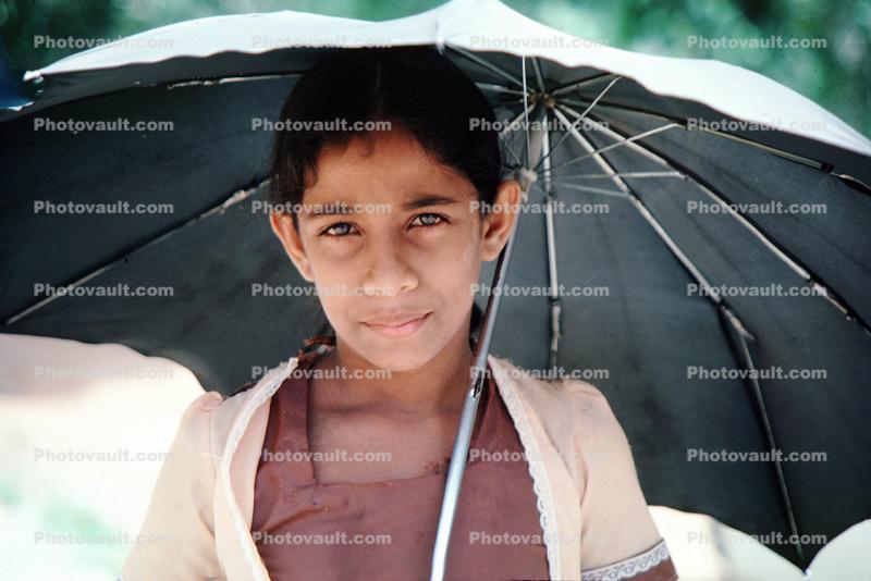 Girl, Face, umbrella, Sri Lanka