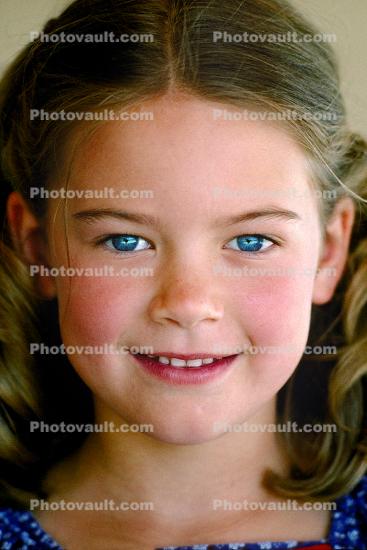 Cute Smiling Girl, Face, Blue Eyes, hair