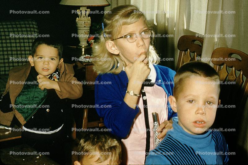 Girl, Boys, glasses, 1950s