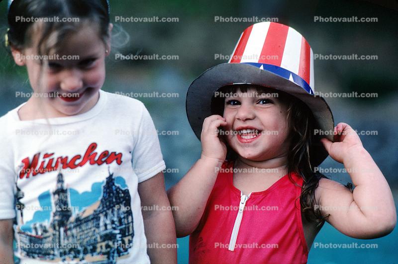July 4th, Patriotic Girl, Smiling, Hat