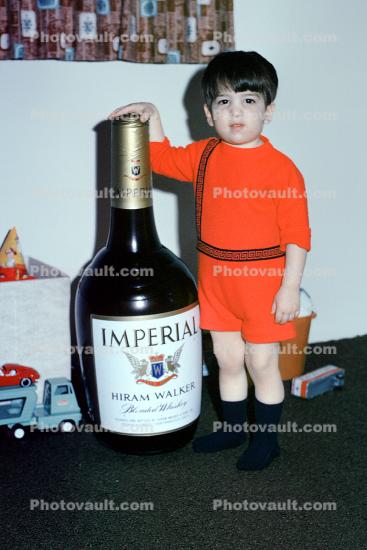 Hiram Walker Imperial, Boy, funny, shorts, toy trucks, 1960s