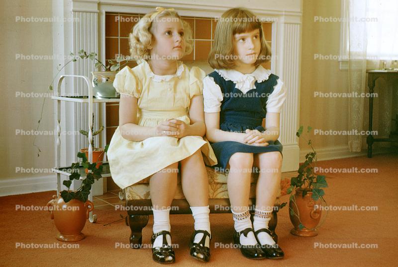 Girls, Sitting, 1950s