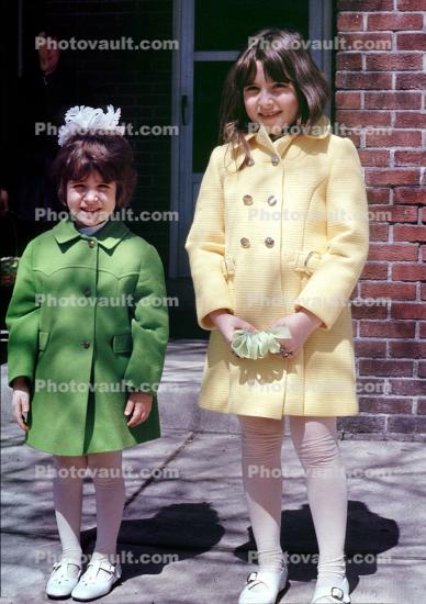 Girls, Coats, smiles, smiling, cute, 1960s