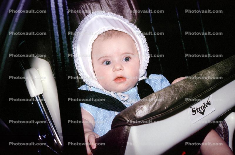 Baby, Bonnet, Strolee, Stroller, Car Seat, 1960s, Toddler