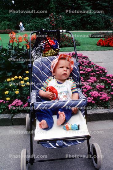 Baby Carriage, Toddler, Garden, Bonnet, 1970s